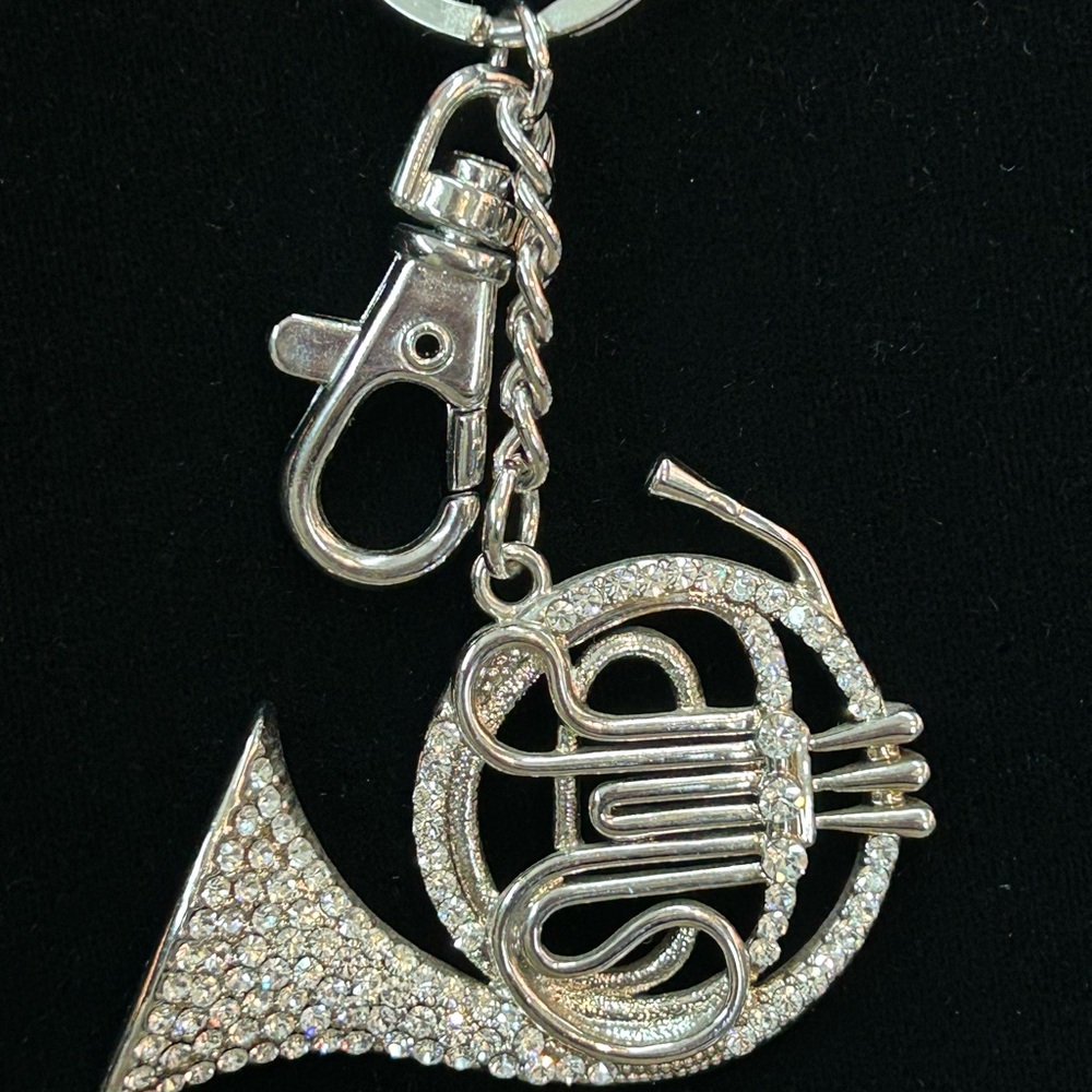 Rhinestone French Horn Keychain